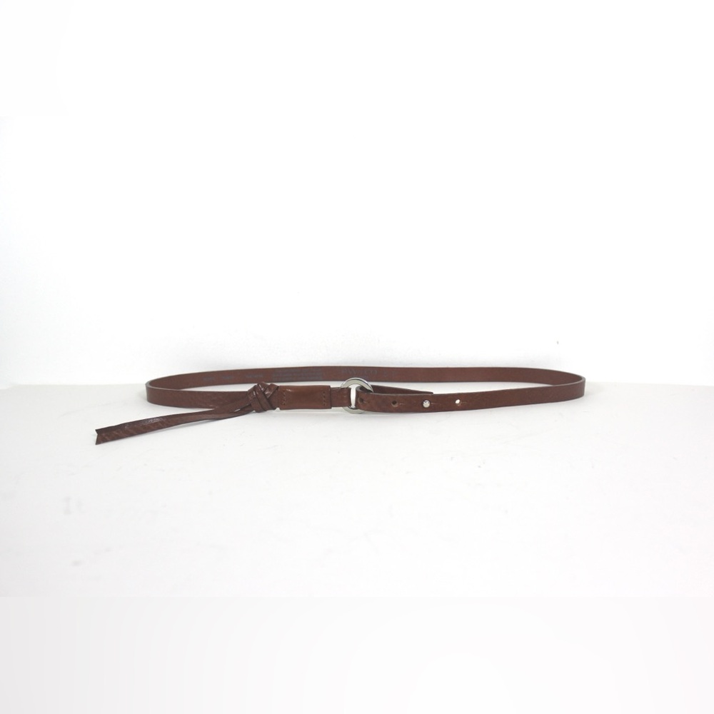 Super Skinny Italian Tan Leather Belt with Silver Buckle Vintage S Small